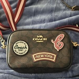 Coach Dark Brown Crossbody Bag with Patches